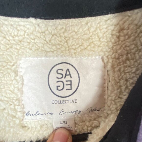 Sage collective  Plaid Button-Up Sherpa-Lined Jacket ,womens size L/G - Picture 6 of 9